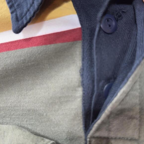 Haggar Rugby Shirt Mens Large Heavy Cotton Striped Long Sleeve - Picture 7 of 9